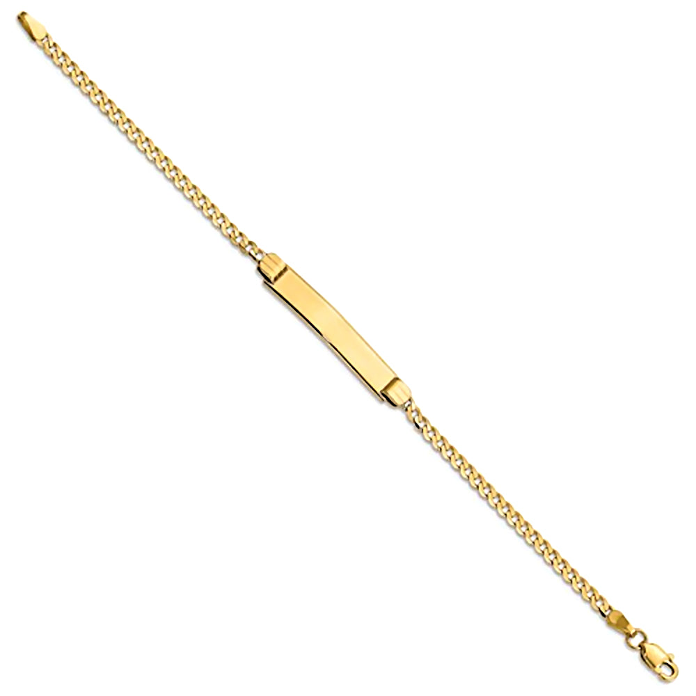 14K Yellow Gold Engravable Baby ID Bracelet with 4mm Curb Chain