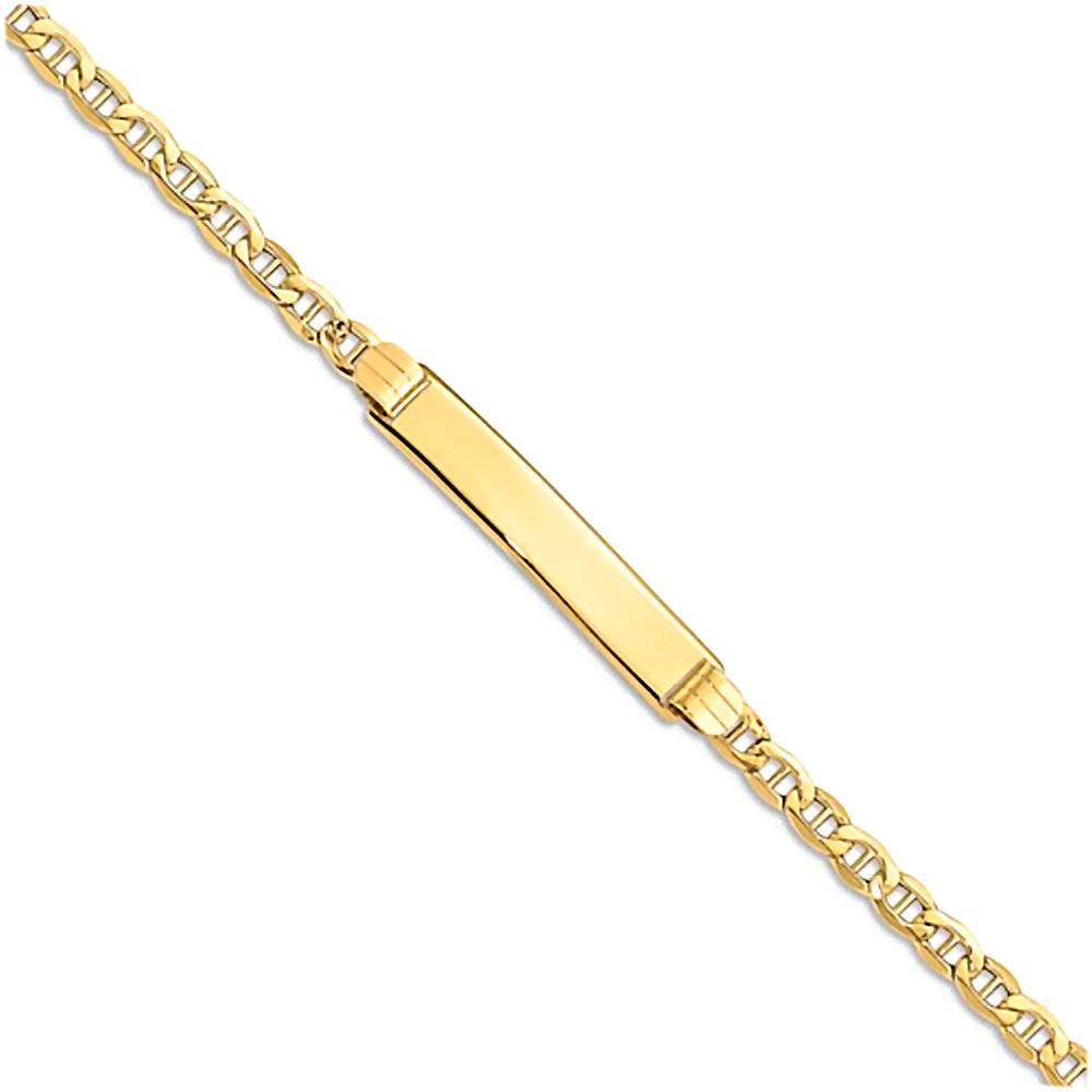 14K Yellow Gold Engravable Bar and 3.5mm Semi-Solid Anchor Chain Bracelet