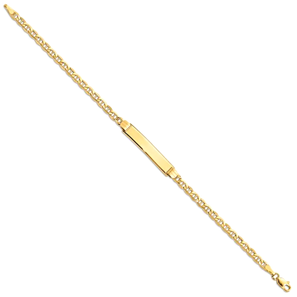 14K Yellow Gold Engravable Bar and 3.5mm Semi-Solid Anchor Chain Bracelet