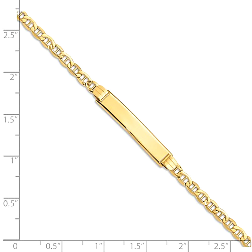 14K Yellow Gold Engravable Bar and 3.5mm Semi-Solid Anchor Chain Bracelet