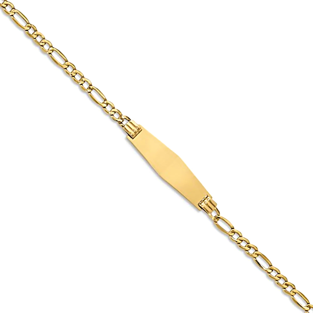 14K Yellow Gold Engravable ID Bracelet with 3.5mm Figaro Chain