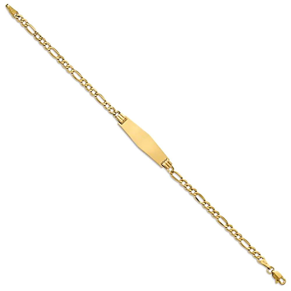 14K Yellow Gold Engravable ID Bracelet with 3.5mm Figaro Chain