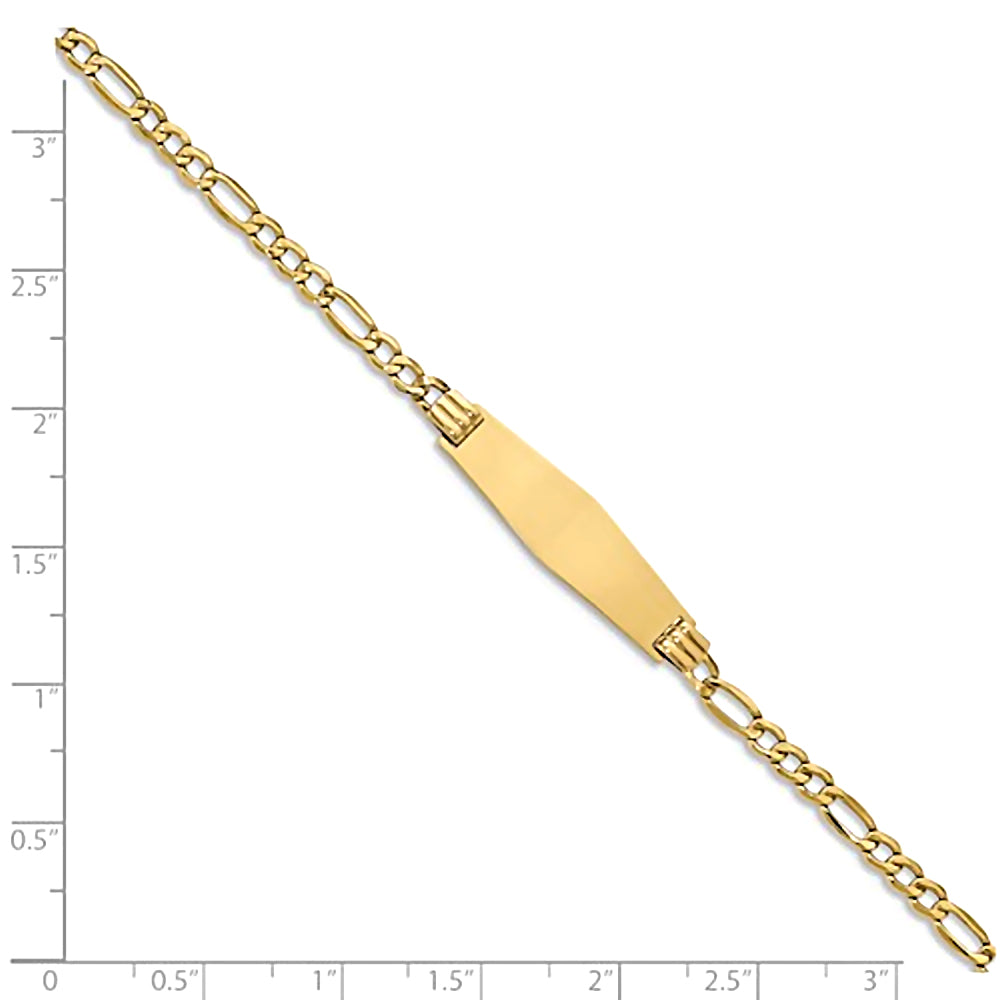 14K Yellow Gold Engravable ID Bracelet with 3.5mm Figaro Chain