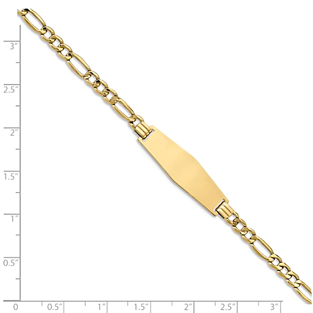 14K Yellow Gold Engravable ID Bracelet with 4.5mm Semi-Solid Figaro Chain