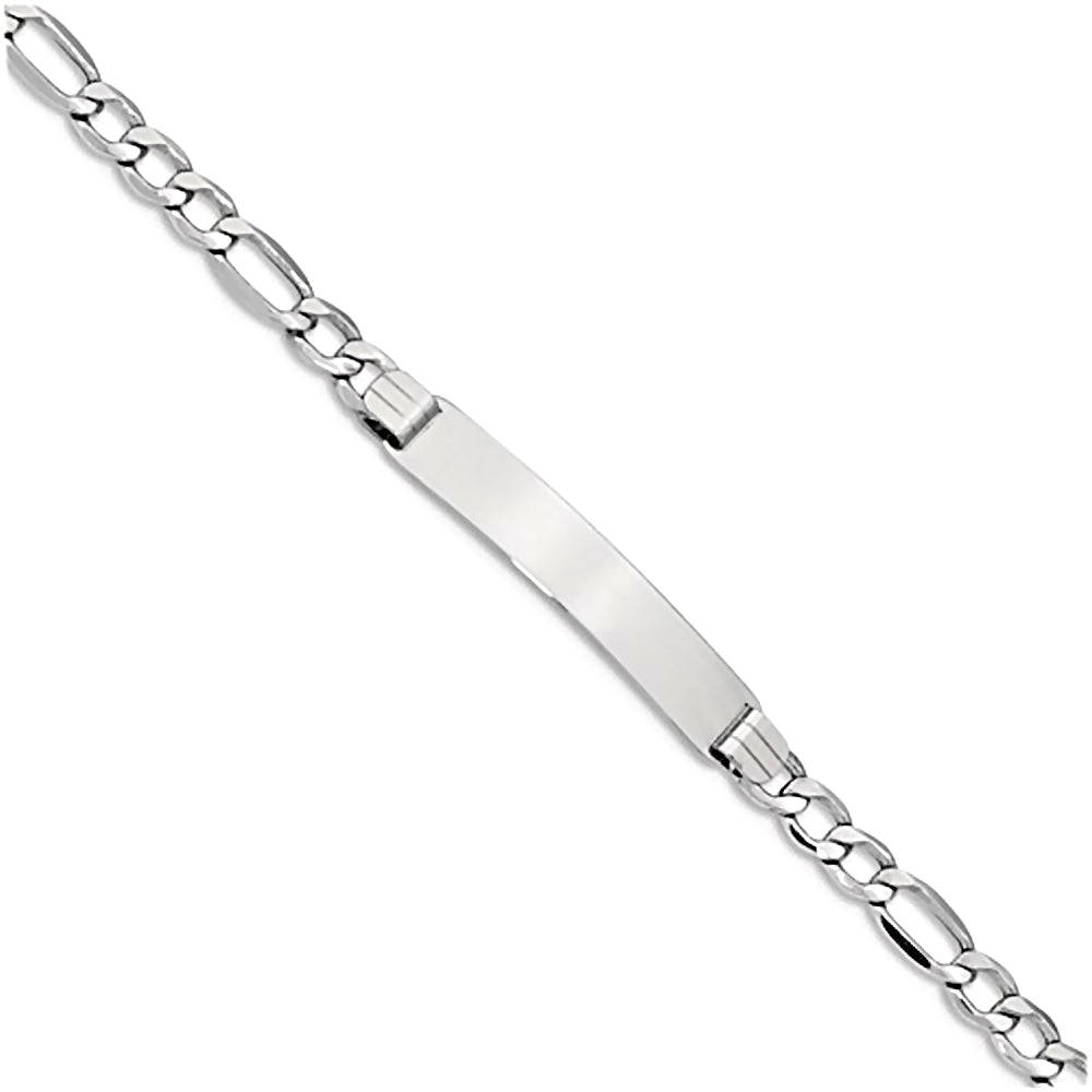 14K White Gold Engravable ID Bracelet with 4.5mm Figaro