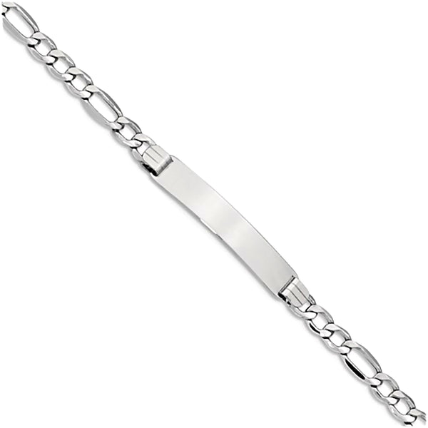 14K White Gold Engravable ID Bracelet with 4.5mm Figaro
