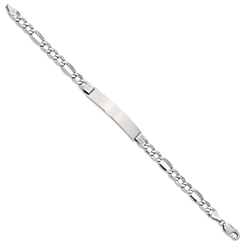 14K White Gold Engravable ID Bracelet with 4.5mm Figaro
