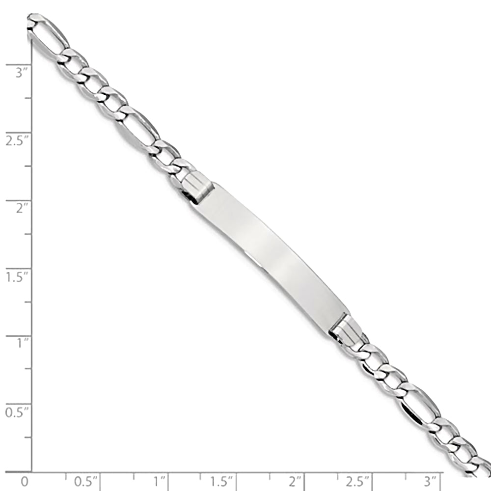 14K White Gold Engravable ID Bracelet with 4.5mm Figaro
