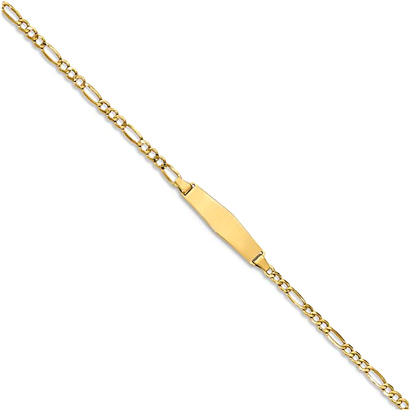 14K Yellow Gold Engravable ID Bracelet with 2.5mm Figaro Chain