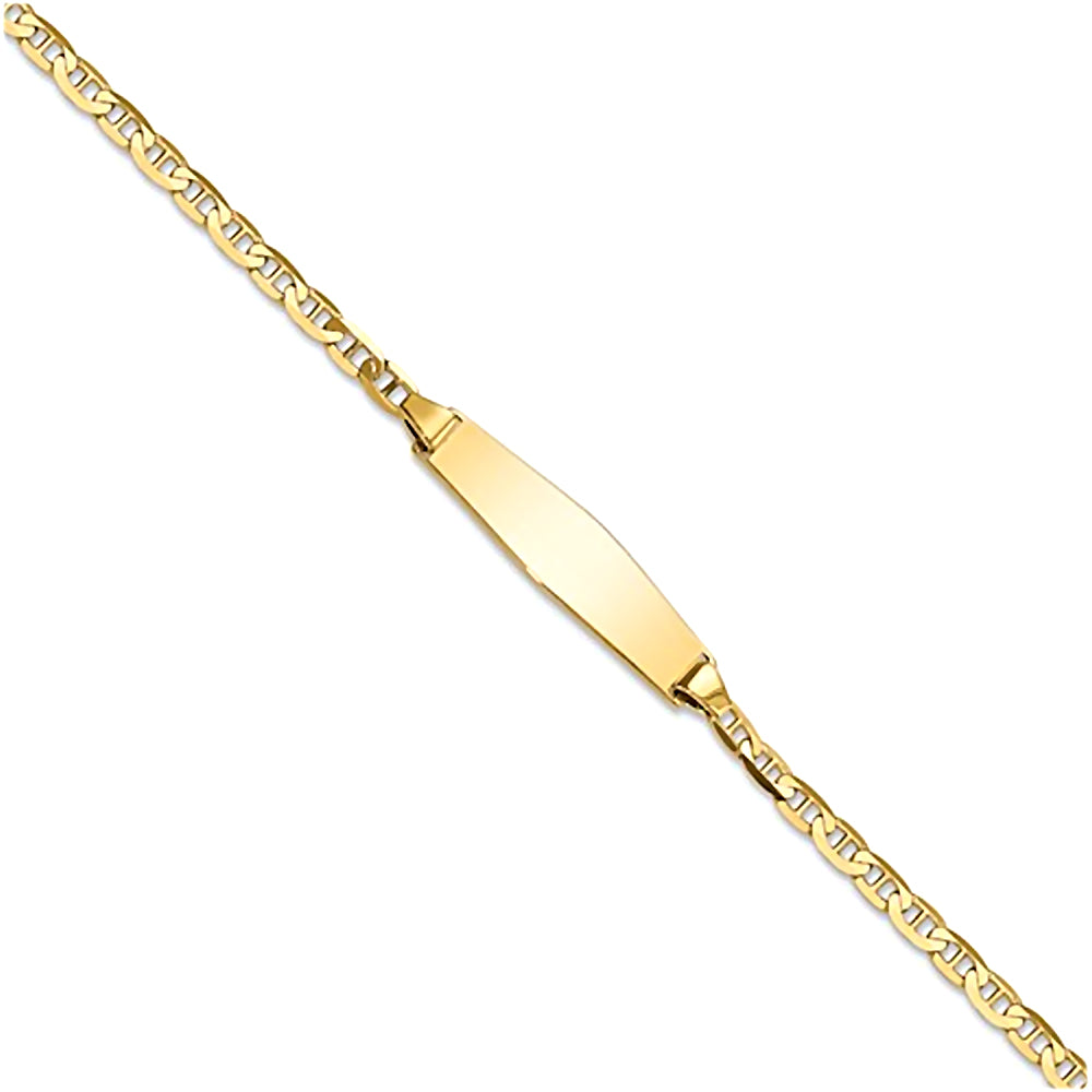14K Yellow Gold Engravable ID Bracelet with 2.5mm Anchor Chain