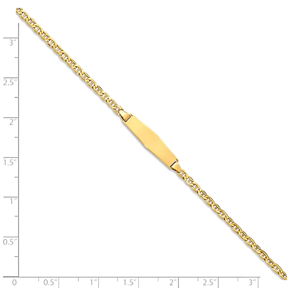 14K Yellow Gold Engravable ID Bracelet with 2.5mm Anchor Chain