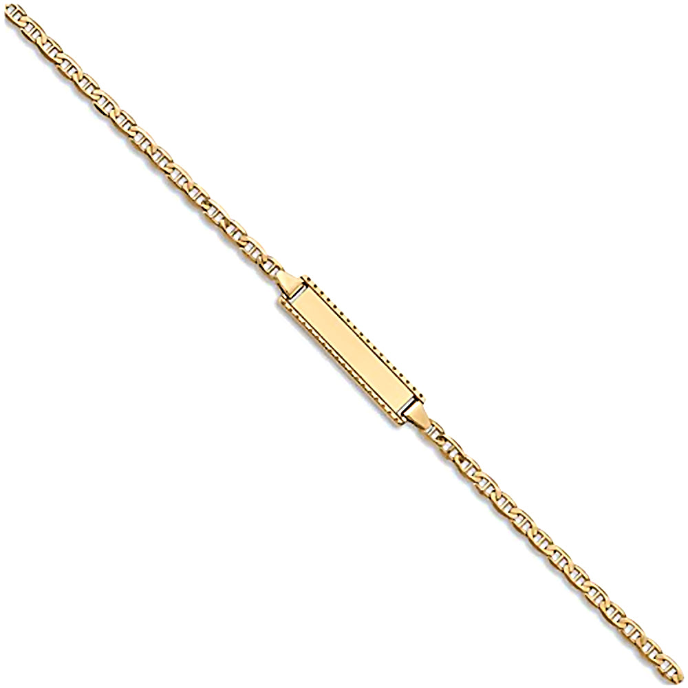 14K Yellow Gold Engravable Childrens ID Bracelet with Anchor Link