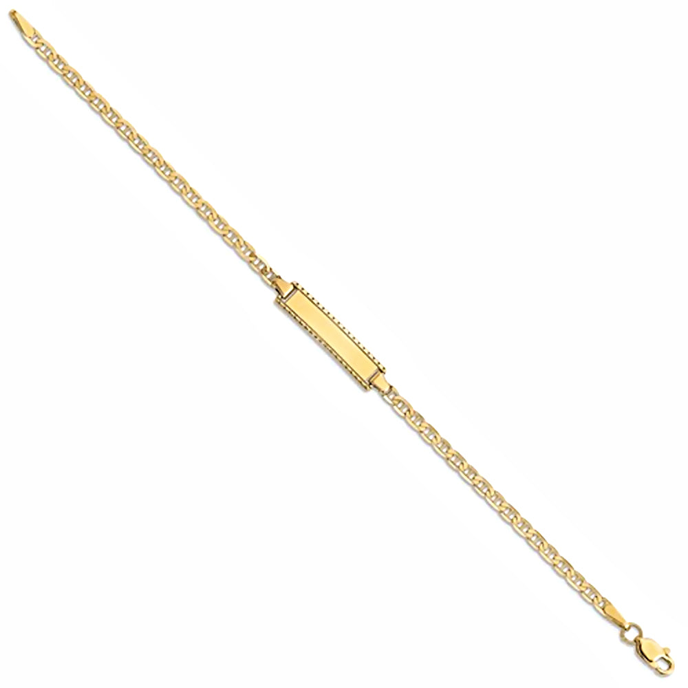 14K Yellow Gold Engravable Childrens ID Bracelet with Anchor Link