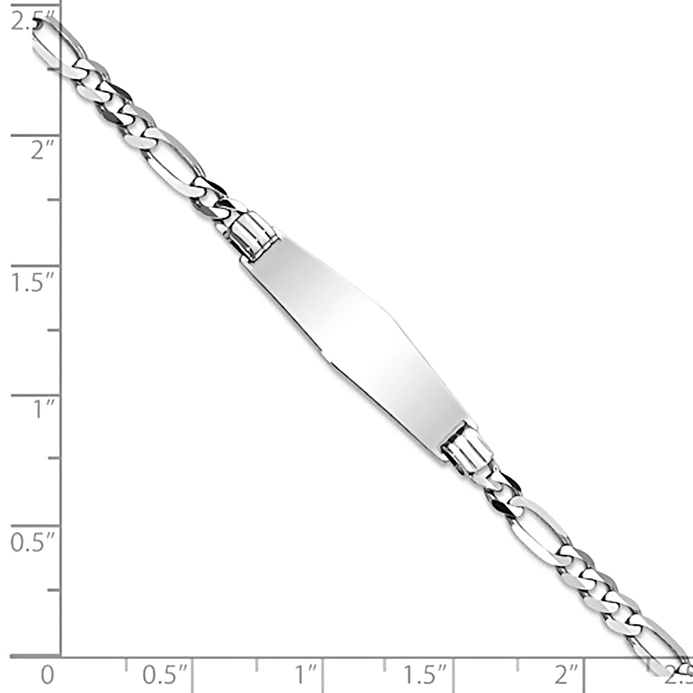 14K White Gold Engravable ID Bracelet with 3.5mm Figaro Chain