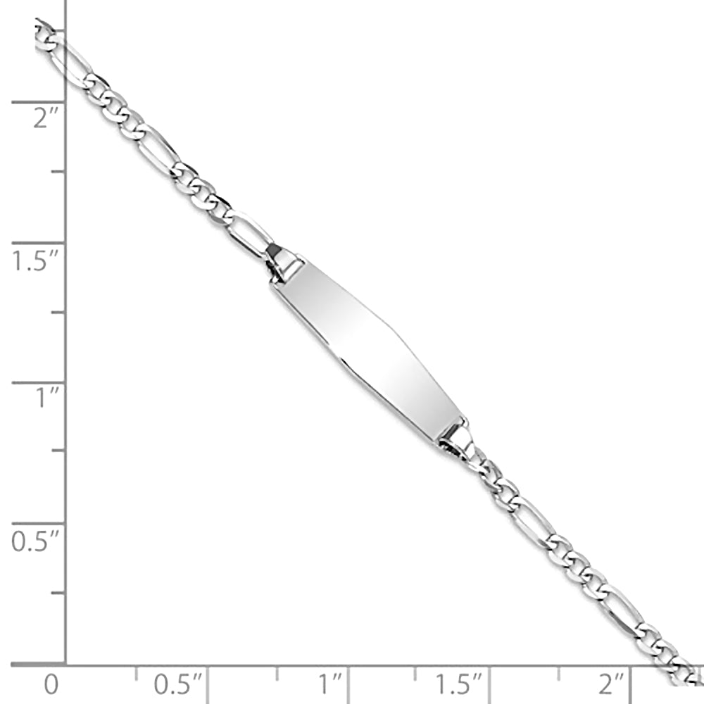 14K White Gold Engravable ID Bracelet with 2.5mm Figaro Chain