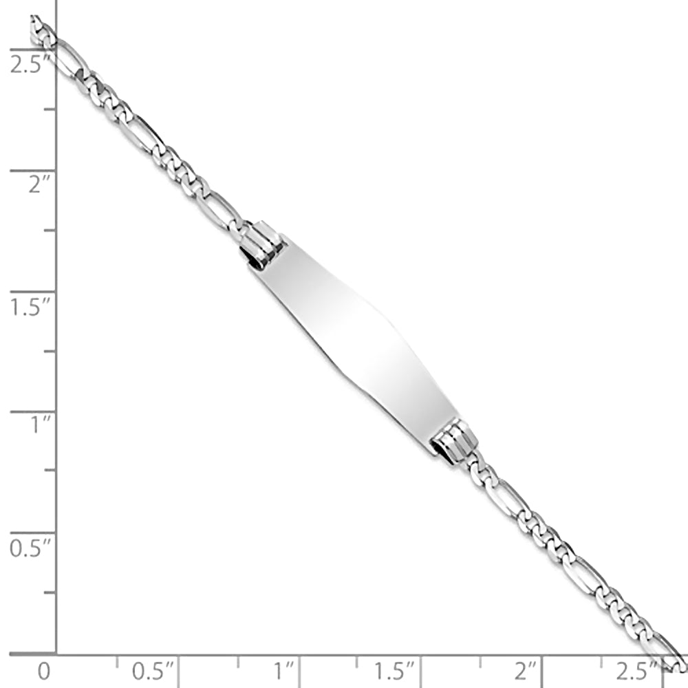 14K White Gold Engravable ID Bracelet with 2.75mm Figaro Chain