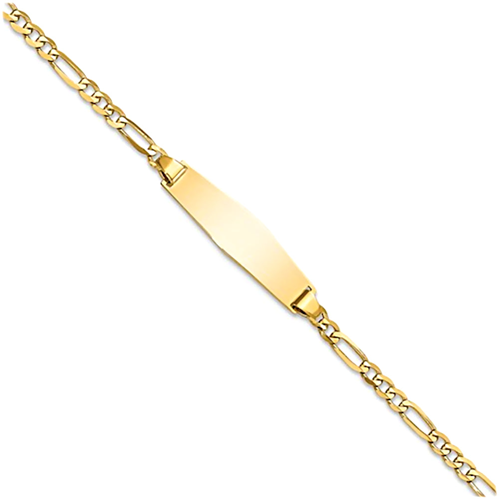 14K Yellow Gold Engravable ID Bracelet with 2.5mm Figaro Chain