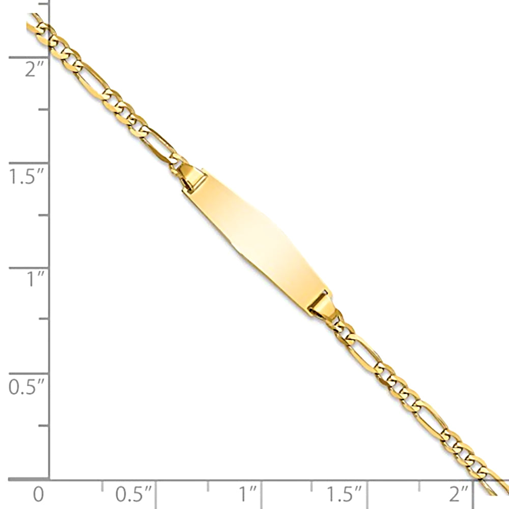14K Yellow Gold Engravable ID Bracelet with 2.5mm Figaro Chain