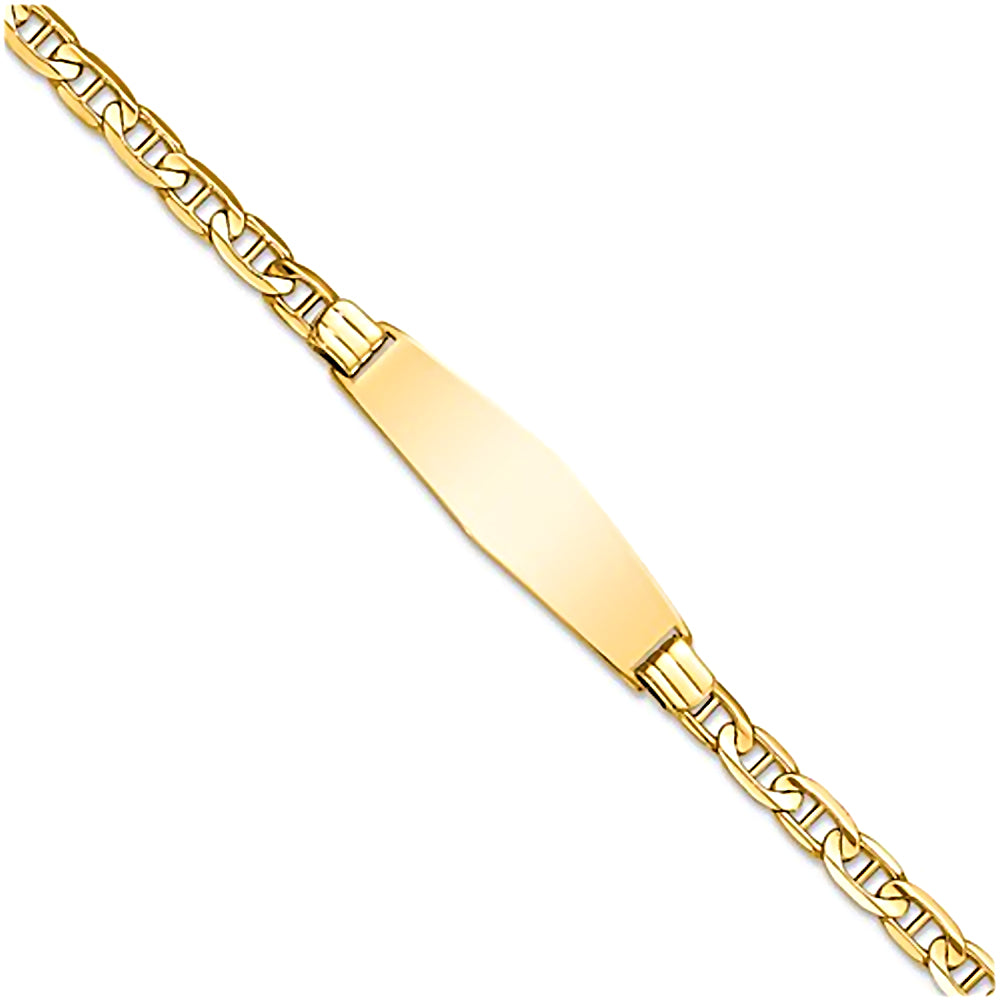 14K Yellow Gold Engravable ID Bracelet with 3.5mm Anchor Chain
