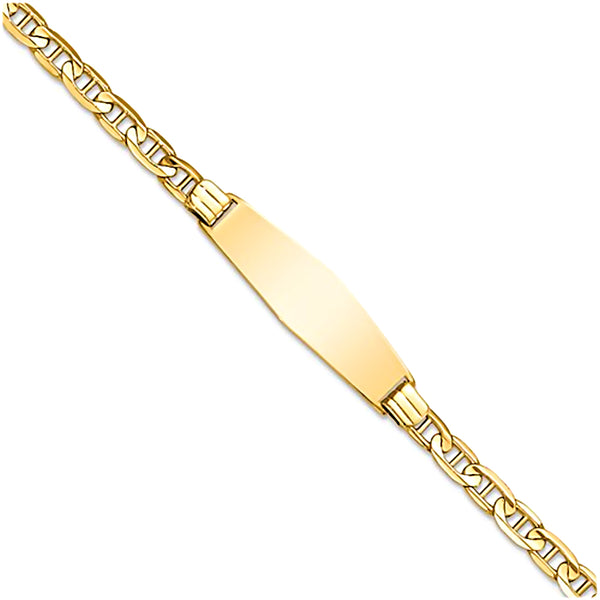14K Yellow Gold Engravable ID Bracelet with 3.5mm Anchor Chain