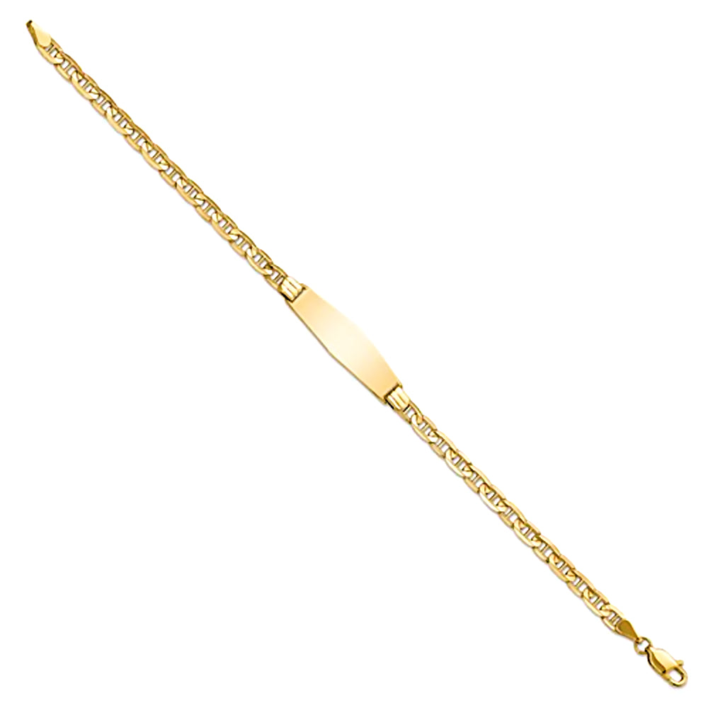 14K Yellow Gold Engravable ID Bracelet with 3.5mm Anchor Chain