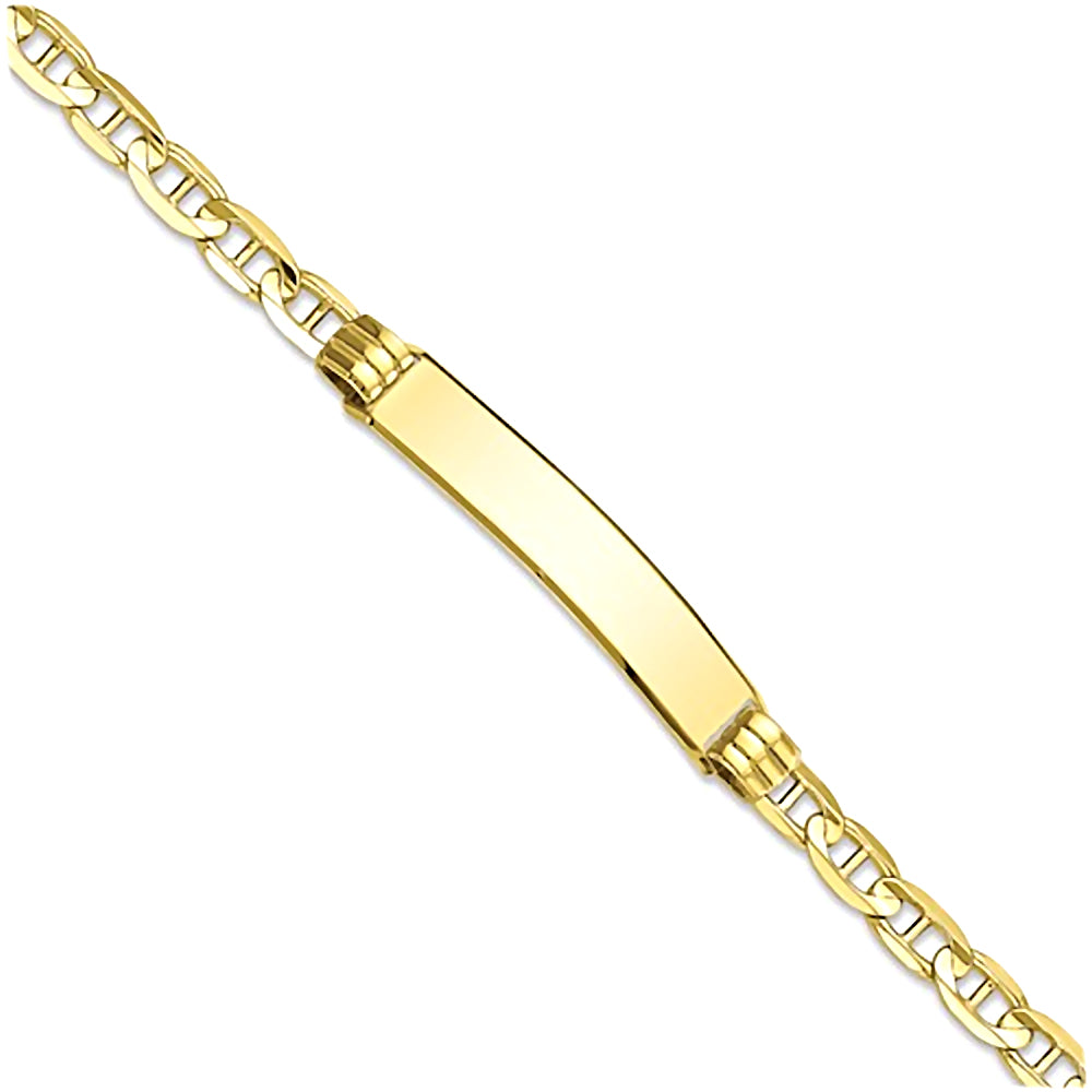 10K Yellow Gold Engravable ID Bracelet with 3.5mm Anchor Chain