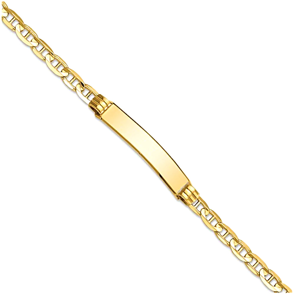 14K Yellow Gold Engravable ID Bracelet with 3.5mm Anchor Chain