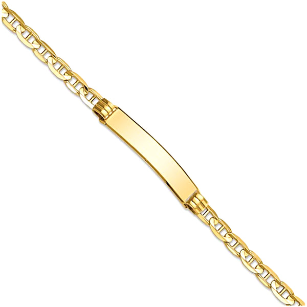 14K Yellow Gold Engravable ID Bracelet with 3.5mm Anchor Chain