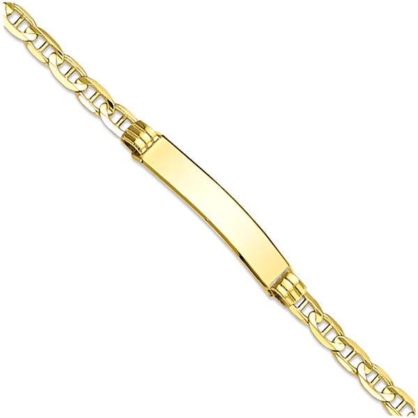 10K Yellow Gold Engravable ID Bracelet with 3.5mm Anchor Chain