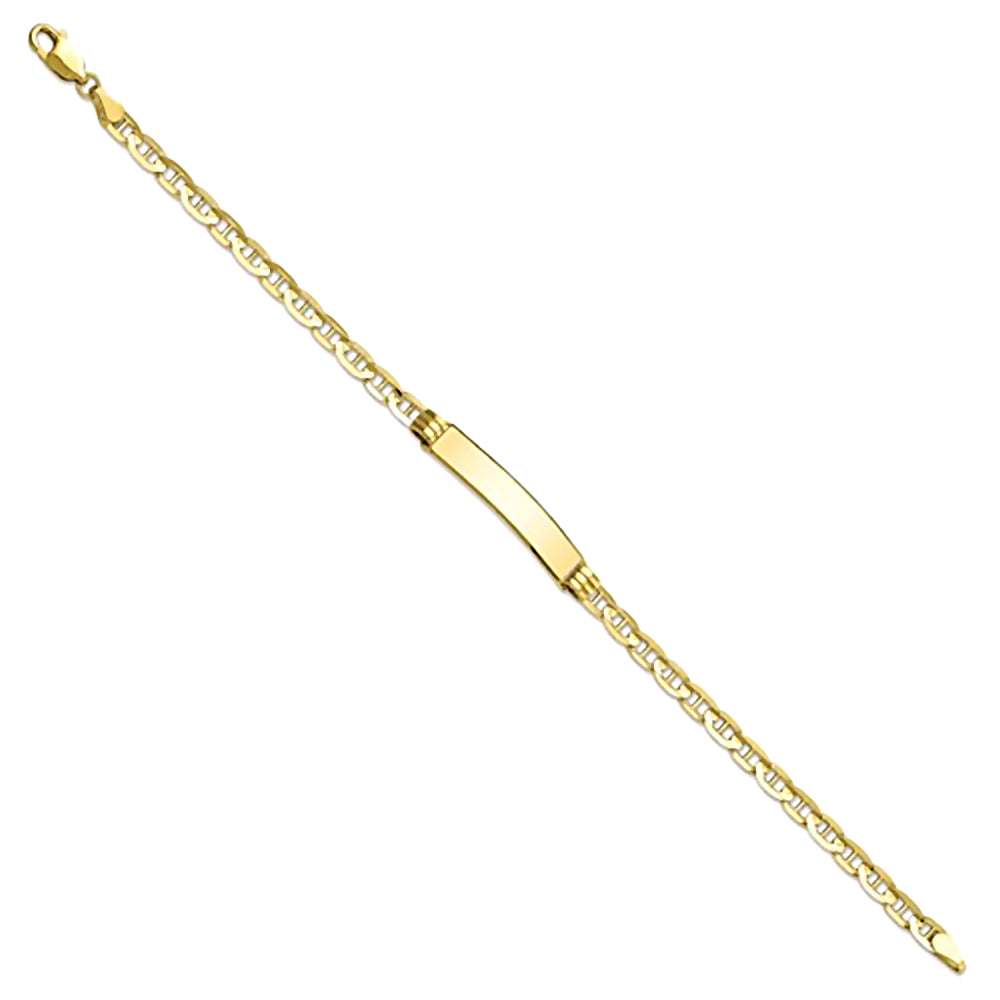 10K Yellow Gold Engravable ID Bracelet with 3.5mm Anchor Chain