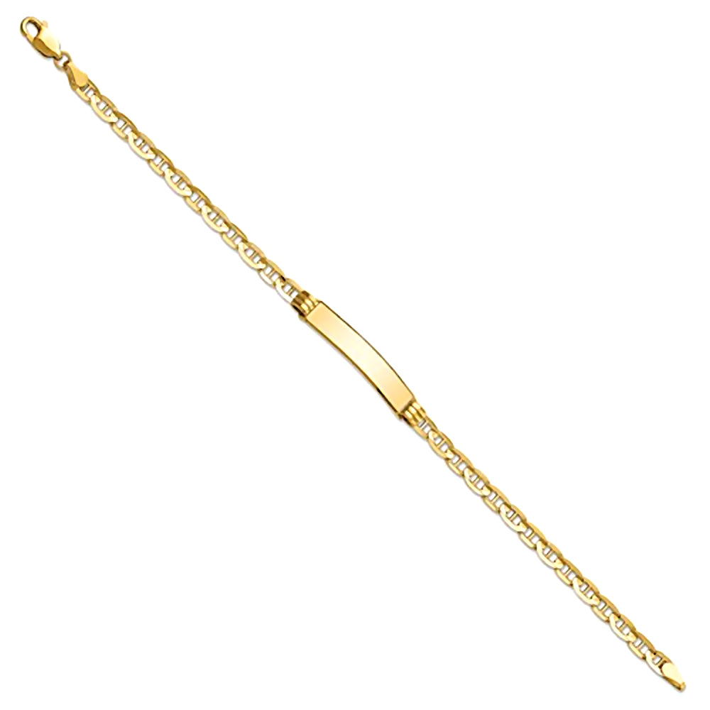 14K Yellow Gold Engravable ID Bracelet with 3.5mm Anchor Chain