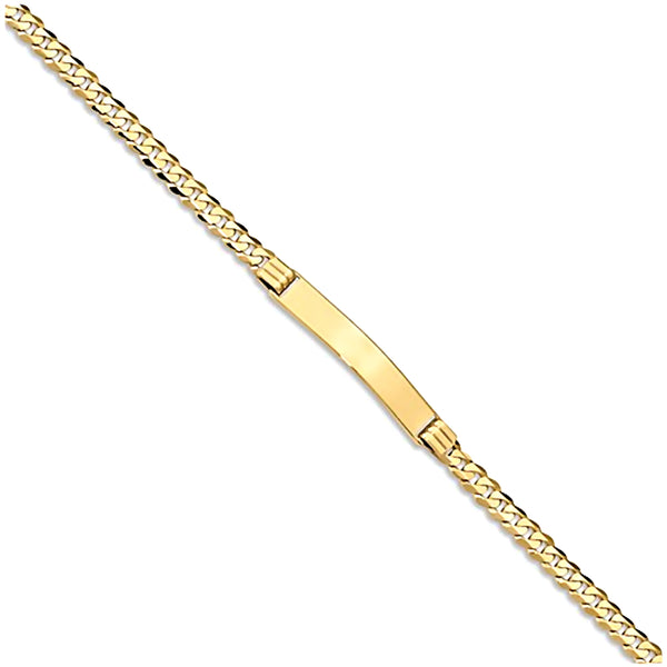 14K Yellow Gold Engravable Rectangular ID Bracelet with Curb Chain