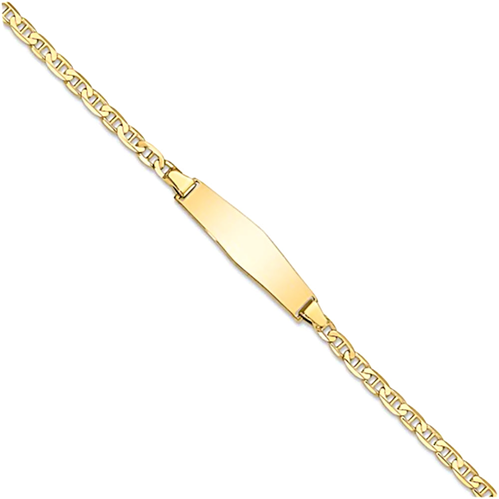 14K Yellow Gold Engravable ID Bracelet with 2.4mm Anchor Chain