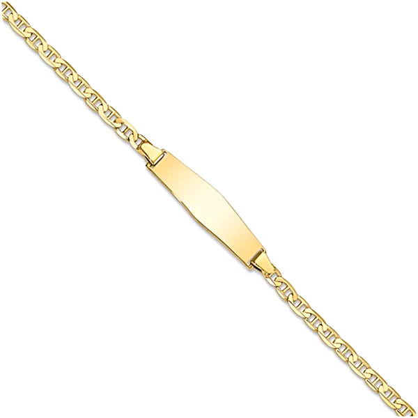 14K Yellow Gold Engravable ID Bracelet with 2.4mm Anchor Chain