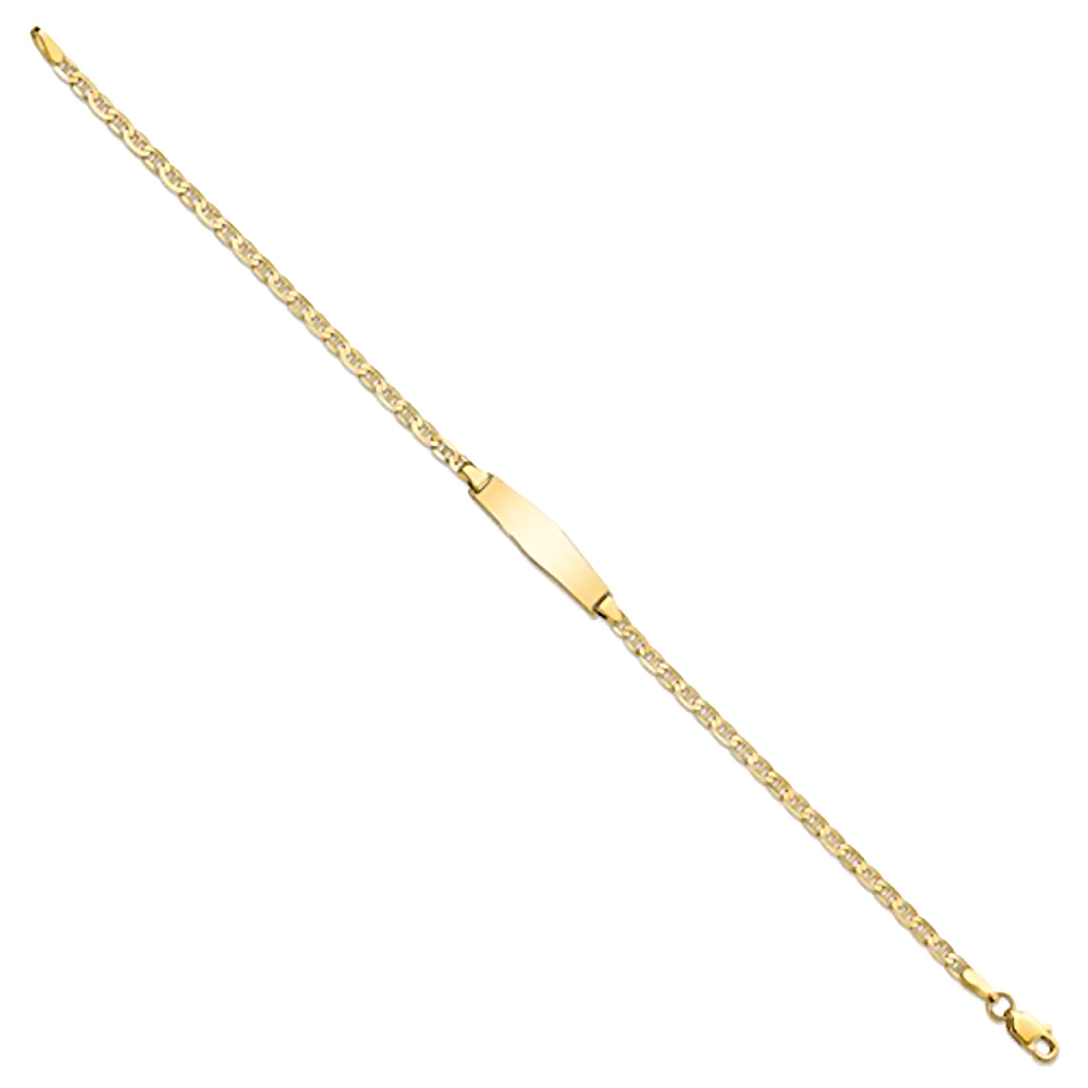 14K Yellow Gold Engravable ID Bracelet with 2.4mm Anchor Chain