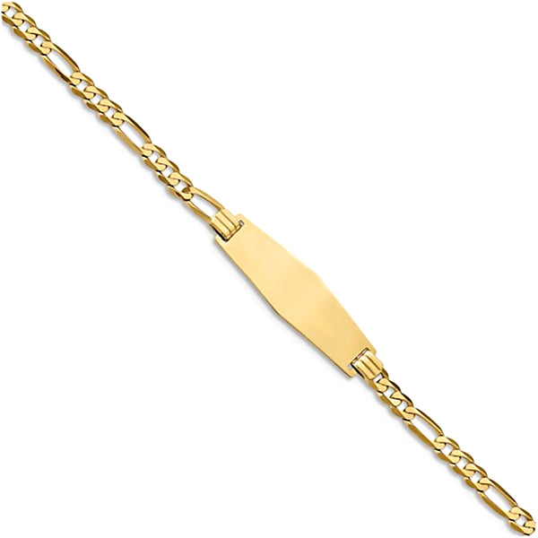 14K Yellow Gold Engravable ID Bracelet with 3.5mm Flat Figaro Chain