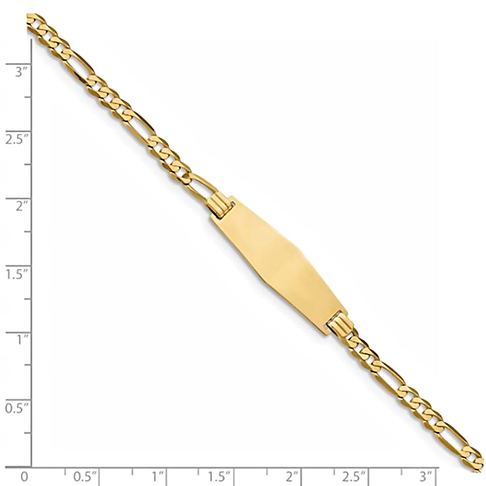 14K Yellow Gold Engravable ID Bracelet with 3.5mm Flat Figaro Chain