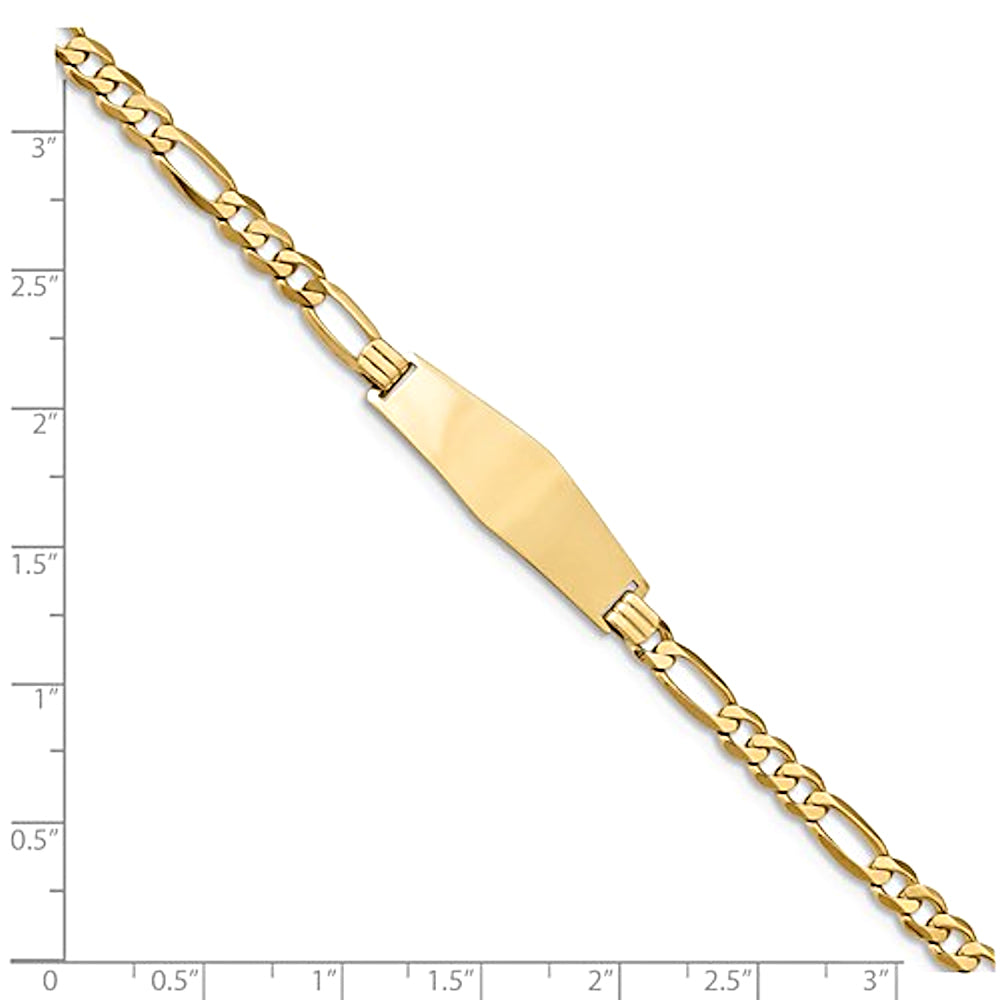 14K Yellow Gold Engravable ID Bracelet with 4,5mm Flat Figaro Chain