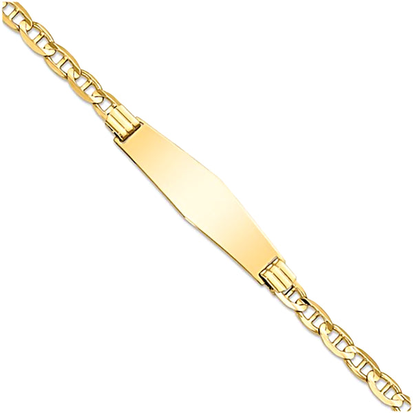 14K Yellow Gold Engravable ID Bracelet with 4.5mm Anchor Chain