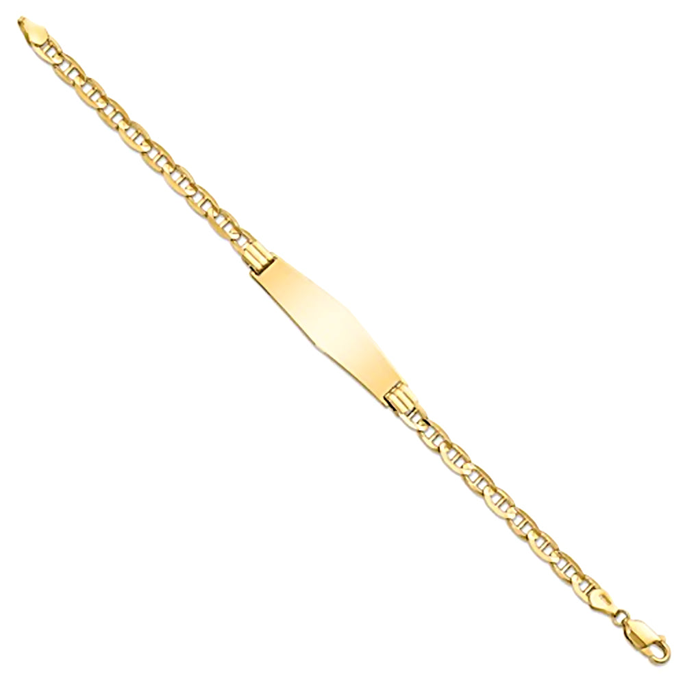 14K Yellow Gold Engravable ID Bracelet with 4.5mm Anchor Chain