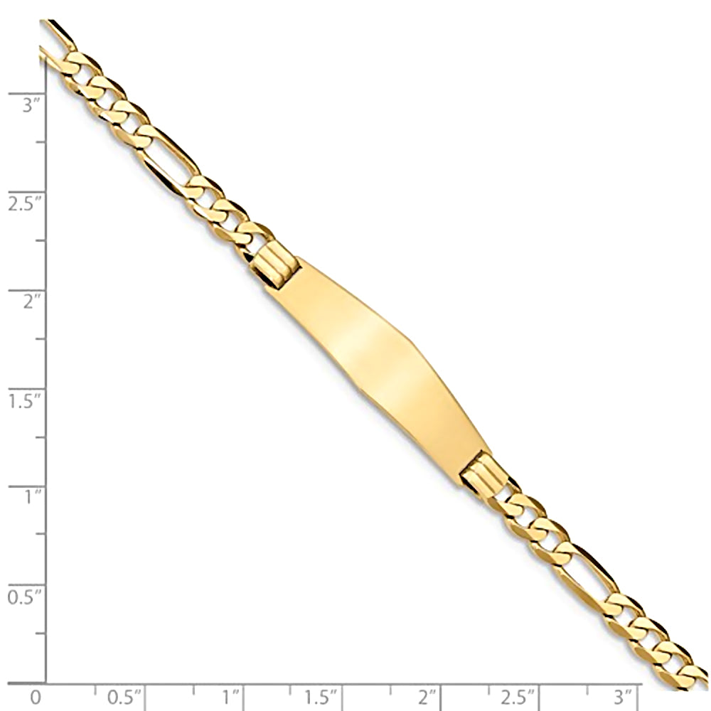 14K Yellow Gold Engravable ID Bracelet with 5mm Flat Figaro Chain