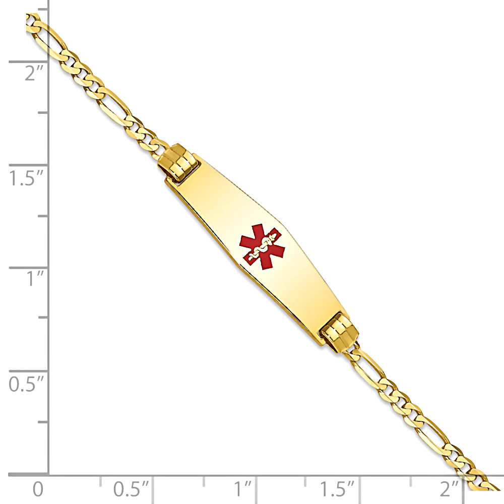 14K Yellow Gold Engravable Medical Alert ID Bracelet with 2.5mm Figaro Chain