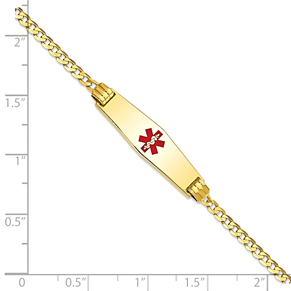 14K Yellow Gold Engravable Medical Alert ID Bracelet with 2.5mm Curb Chain