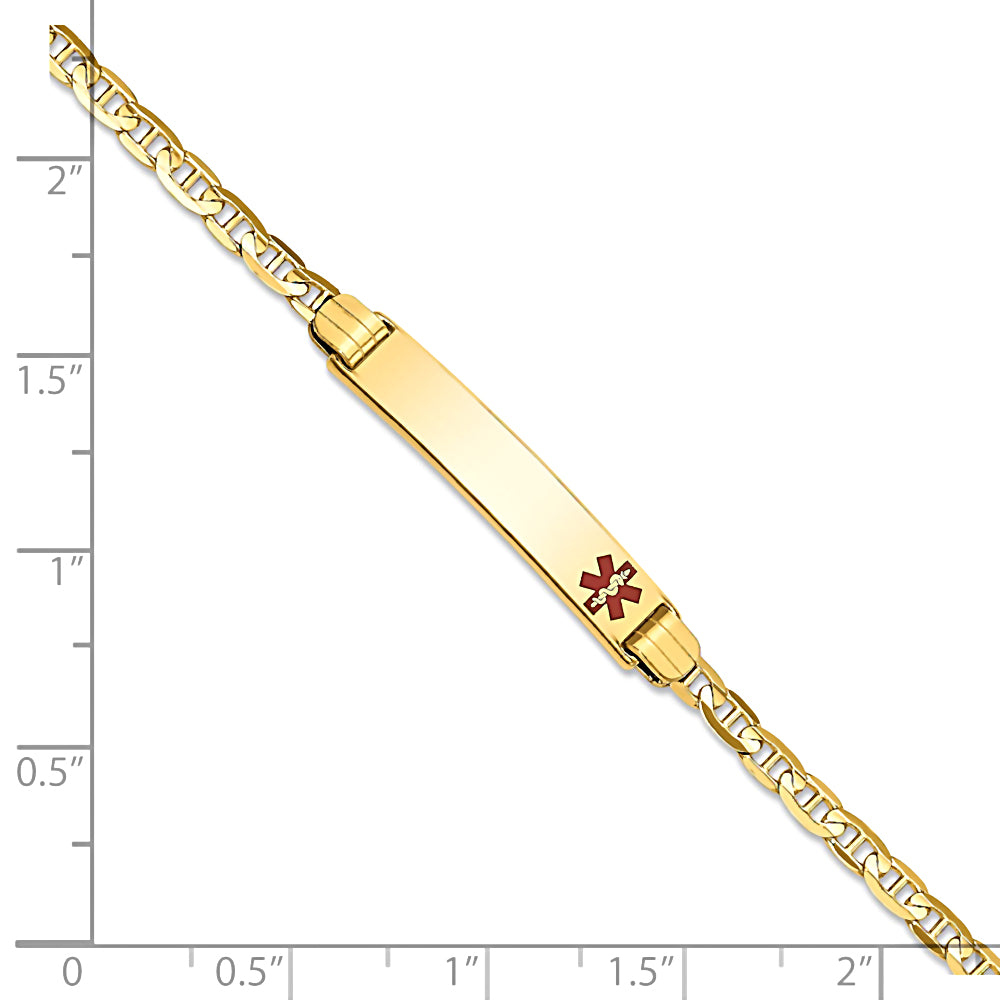 14K Yellow Gold Engravable Medical Alert ID Bracelet with 3.2mm Marina Chain