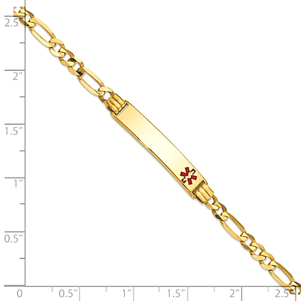 14K Yellow Gold Engravable Medical Alert ID Bracelet with 3.5mm Figaro Chain