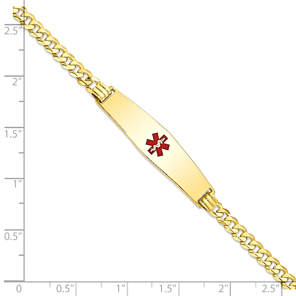 14K Yellow Gold Engravable Medical Alert ID Bracelet with 3.5mm Curb Chain