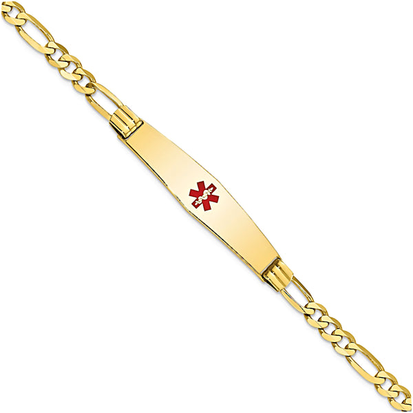 14K Yellow Gold Engravable Medical Alert ID Bracelet with 4.5mm Figaro Chain