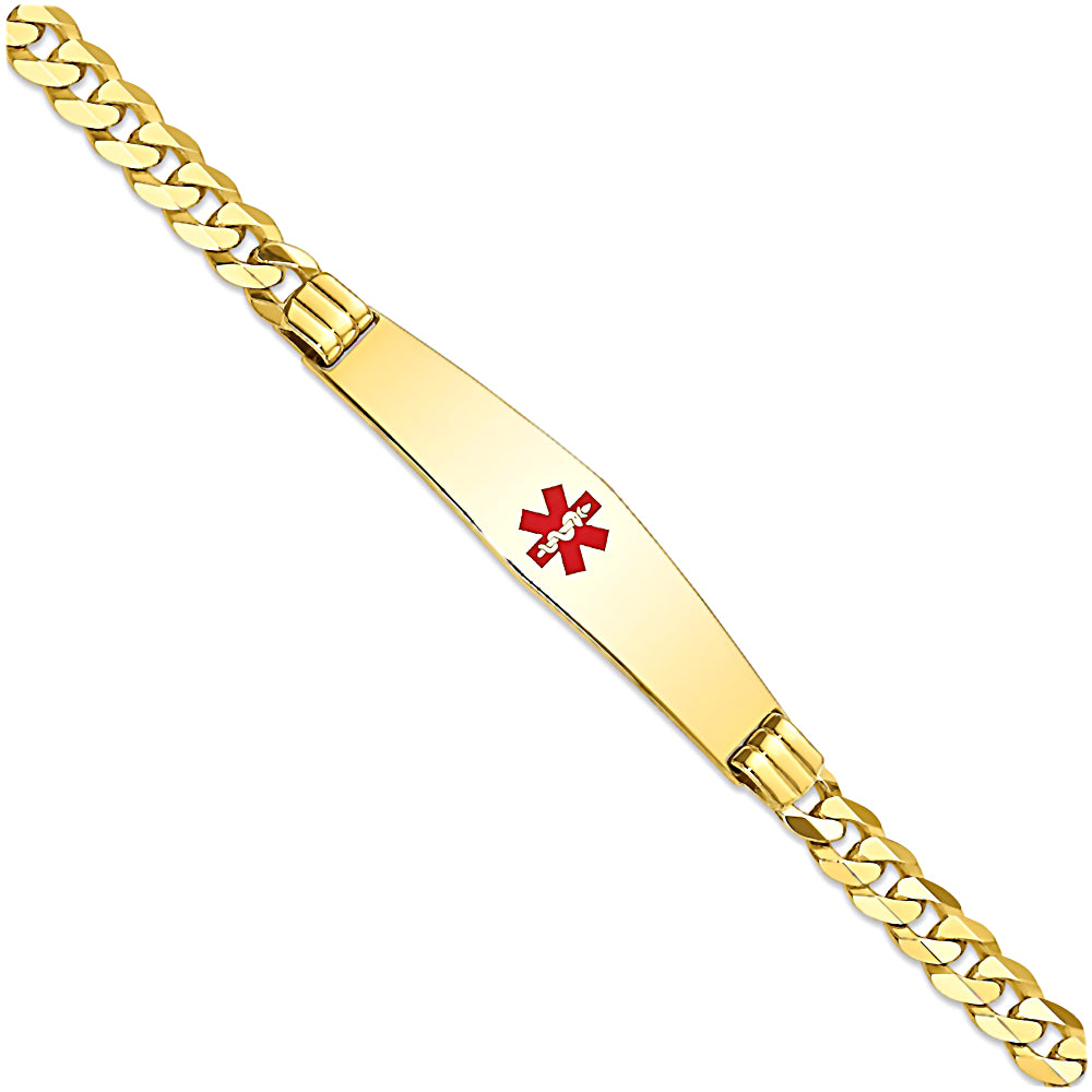 14K Yellow Gold Engravable Medical Alert ID Bracelet with 4.5mm Curb Chain