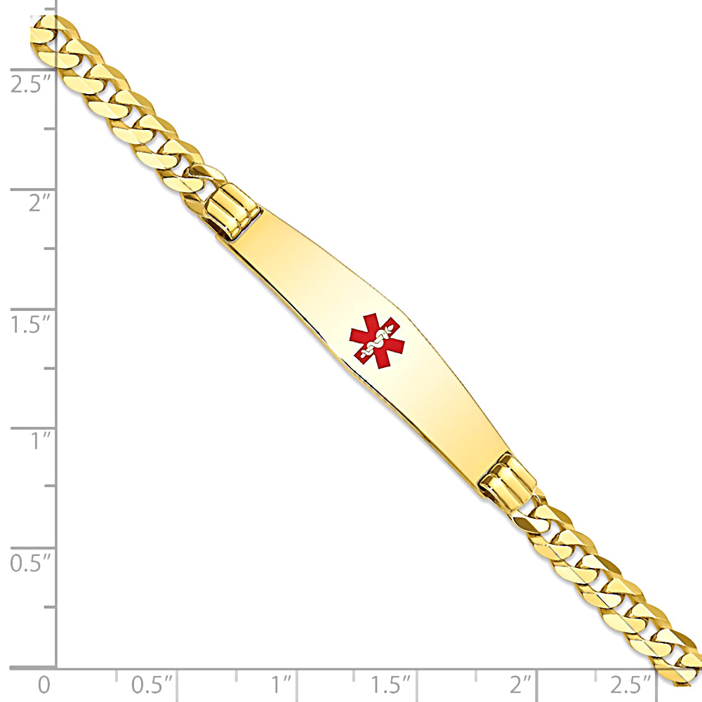 14K Yellow Gold Engravable Medical Alert ID Bracelet with 4.5mm Curb Chain