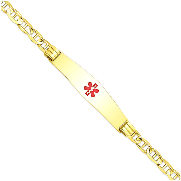 14K Yellow Gold Engravable Medical Alert ID Bracelet with 4.5mm Marina Chain